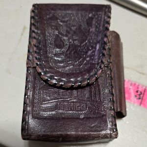 Vintage 1960's Hand Tooled Leather Embossed Cigarette Case Hecho en Mexico